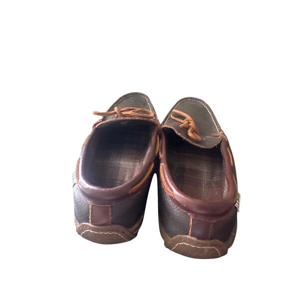 LL Bean Men's Brown Leather Slip On Flannel Lined Handsewn Slippers Size 9M B - Picture 4 of 6
